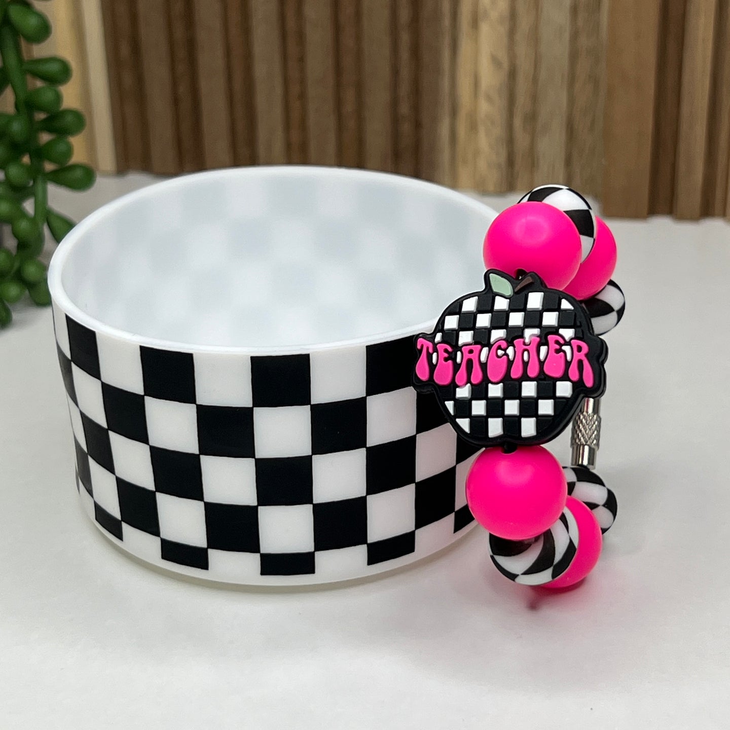 Checkered Teacher Tumbler Boot & Charm Set